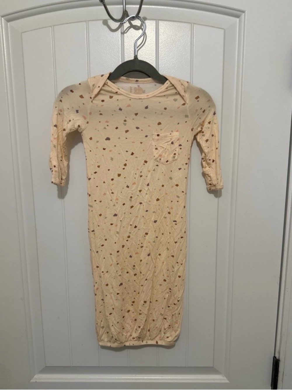 Dot Dot Smile Neutral Beige Baby Gown with Multi-Color Confetti Print